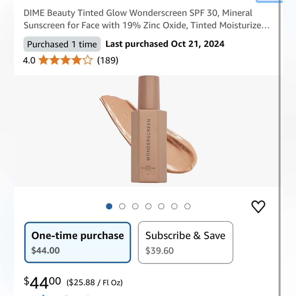 DIME Beauty Tinted Glow Wonderscreen SPF 30, Mineral Tinted Moisturizer Shade 02